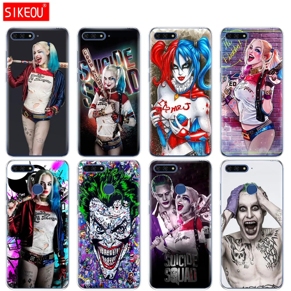 

Silicone Cover Phone Case For Huawei Honor 7A PRO 7C Y5 Y6 Y7 Y9 2017 2018 Prime Harley Quinn Suicide Squad Joker