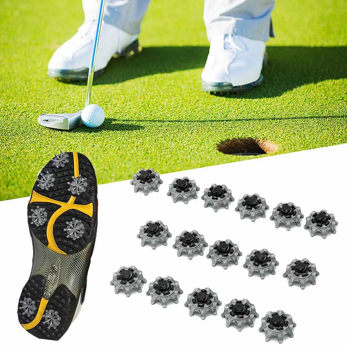 

BSAID 16 pcs/lot Golf Shoes Spikes Replaceable Pins 1/4 Turn Studs Cleats Fast Twist Shoe Spikes Golf Practice Accessories