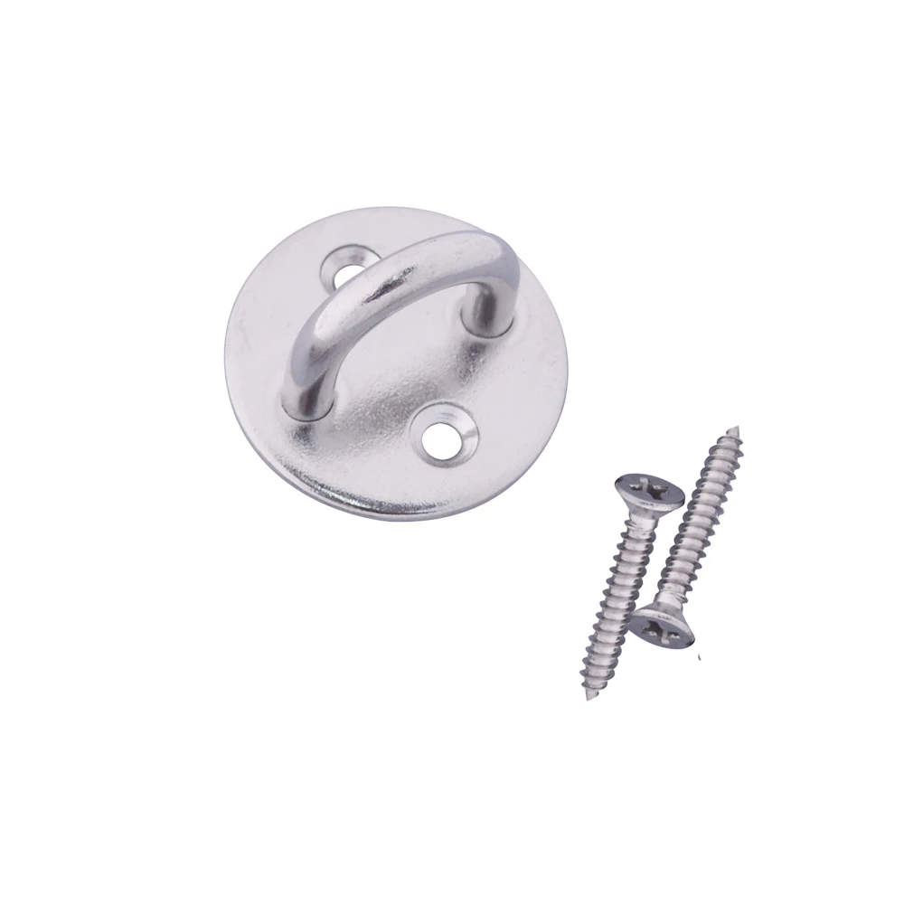 

304 Stainless Steel M6 Round Pad Eye Plate Staple U-shaped Hook Boat Rigging with Screws