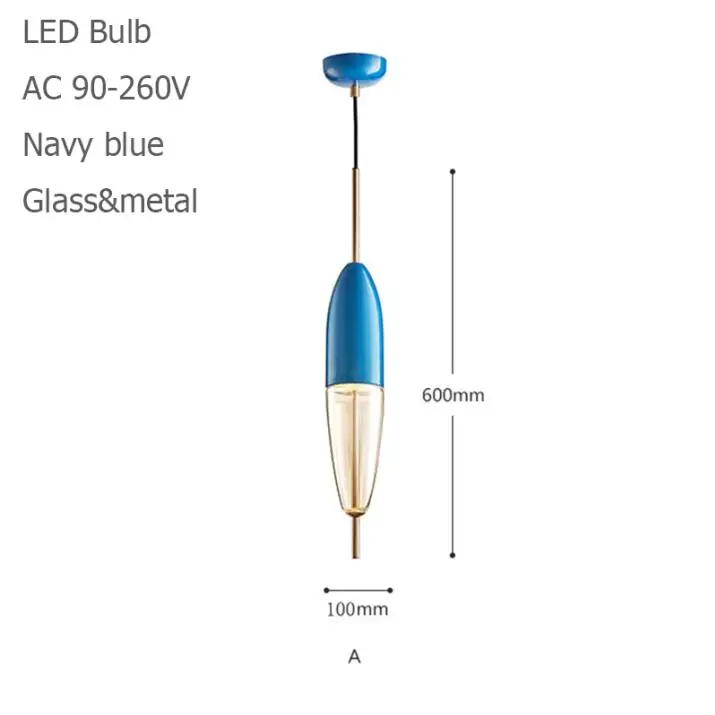 Современный скандинавский каплевидный синий стеклянный подвесной светильник светодиодный креативный арт-деко подвесной светильник с 2 цветами для гостиной спальни кафе - Цвет корпуса: Navy blue A
