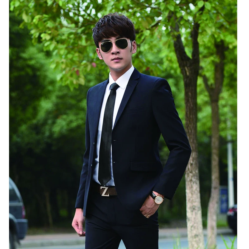 

2019 Suit Men Jacket spring autumn Blazers pants sets British office commuter tops and pants slim business casual trouser suit