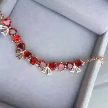 Натуральный красный камень гранат браслет натуральный камень Прекрасный Элегантный Бант браслет 925 Серебряный браслет Женщины Нарядная, для девочек прекрасный подарок