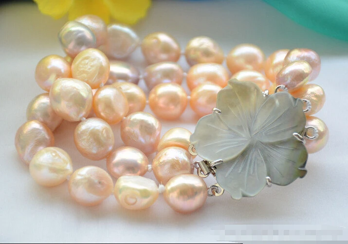 

Free shipping >>>>>>Z6471 3strands 15mm PINK LAVENDER BAROQUE fw cultured pearl 8inch bracelet