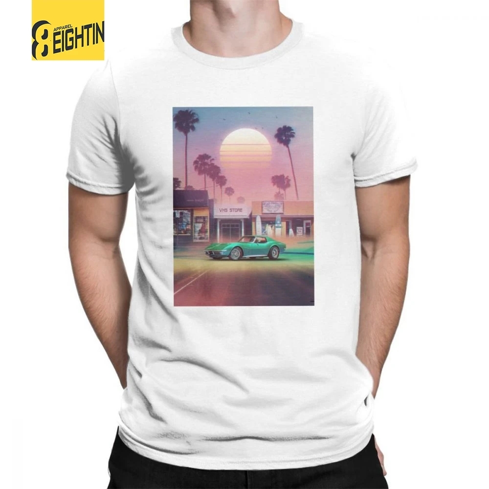 

Vaporwave Tee Shirt Synthwave Sunset Drive T Shirts Purified Cotton Loose Latest Male Short Sleeve T-Shirt Round Collar Big Size
