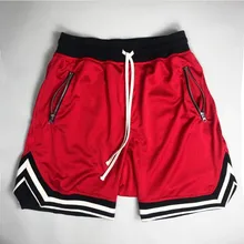 Qlng Fashionable Men's Elastic Rope Stretch Mesh Pocket Casual Plain Sports Shorts