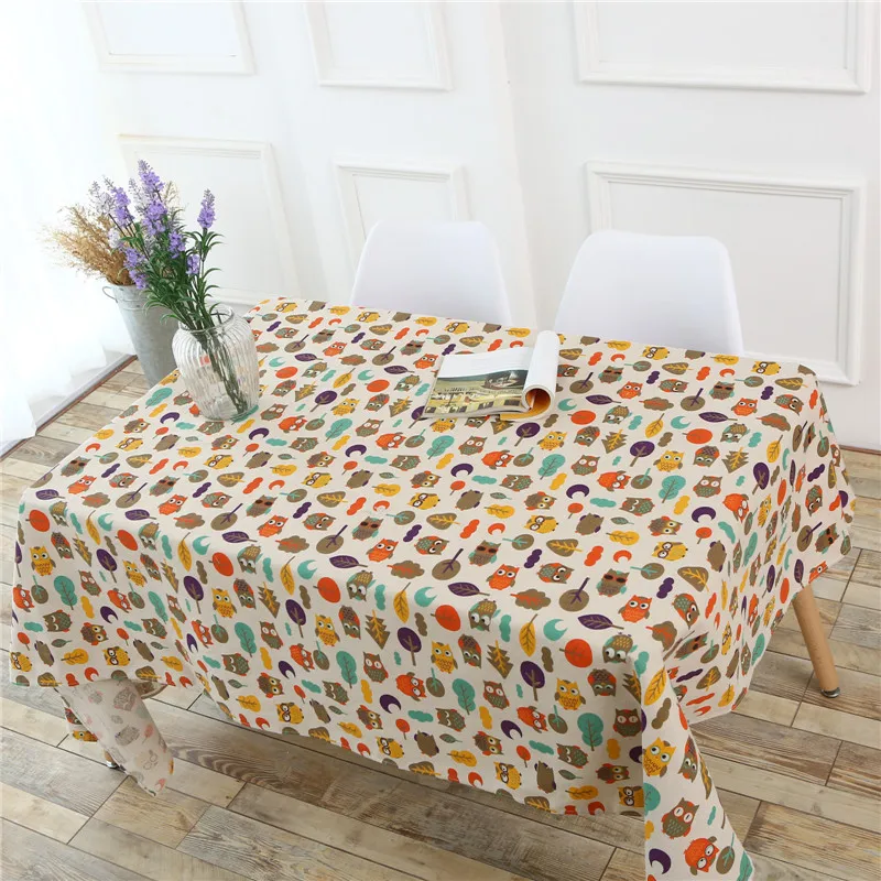 Kiwiberry home decorative linen mantel Print Owl tablecloth Washable dinner table cloth 11 sizes toalha de mesa