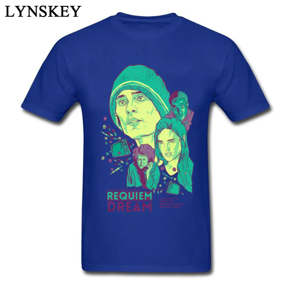 100% Cotton Tops T Shirt Requiem For A Dream for Men Design T-Shirt Casual New Design Round Collar Short Sleeve Tee Shirt Requiem For A Dream blue