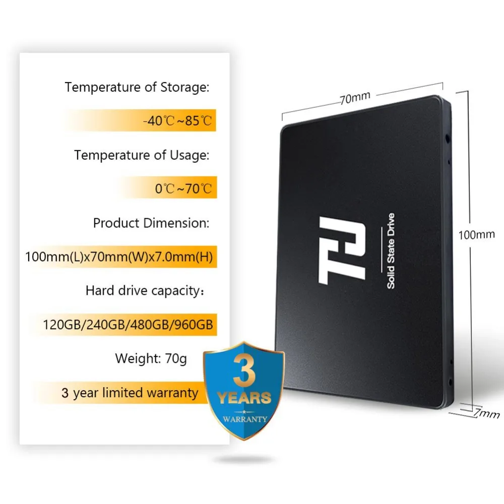 THU SSD SATA3 120GB 240GB Internal Solid Hard Disk Drive 480GB 1TB 540MB s 2 5 5
