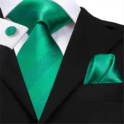 C-3132 Hi-Tie роскошный Шелковый мужской модный зеленый полосатый галстук носовой платок Набор Запонок Мужской Спортивные солнцезащитныt очки
