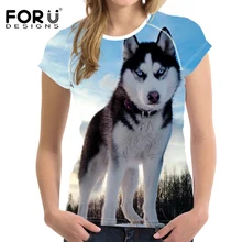 FORUDESIGNS/футболка для бега для фитнеса, Спортивная, женская, милая, Хаски, с принтом, Рашгард, женская спортивная одежда, спортивный костюм для женщин, топ для фитнеса