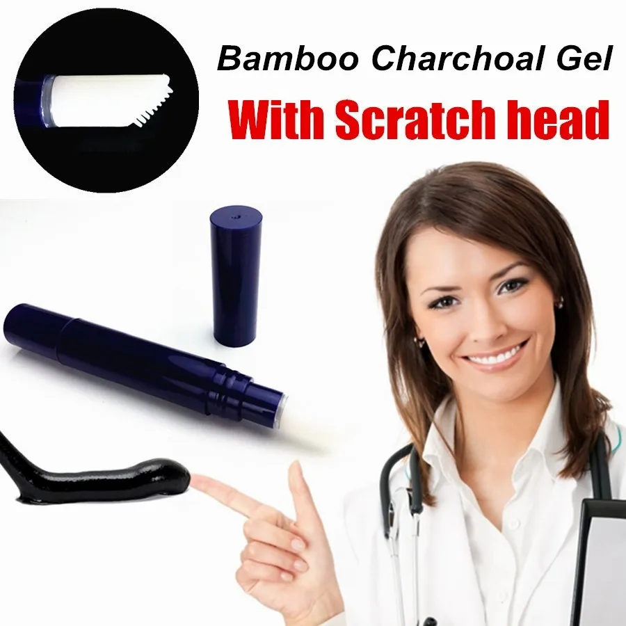 

New Bamboo charcoal dental blanchiment des dents teeth tooth gel pen with Scratch head easier to remove Yellow Smoke stains