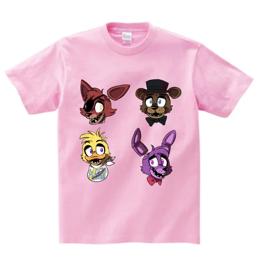 Футболка для мальчиков camisetas/летний топ с принтом «пять ночей с Фредди», Детская футболка одежда для детей футболки для мальчиков и девочек с принтом «Фредди 2», От 2 до 15 лет - Цвет: pink childreT-shirt