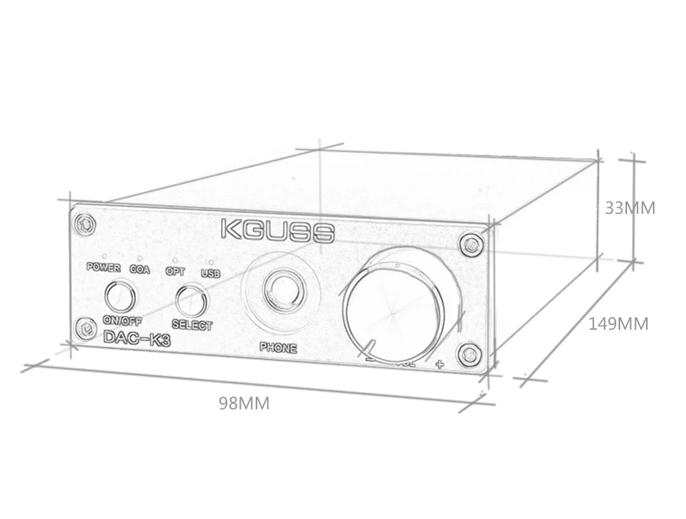 KGUSS DAC-K3 мини HiFi 2,0 цифровой аудио декодер DAC вход USB/коаксиальный/оптический выход RCA/усилитель для наушников 24 бит/96 кГц DC12V