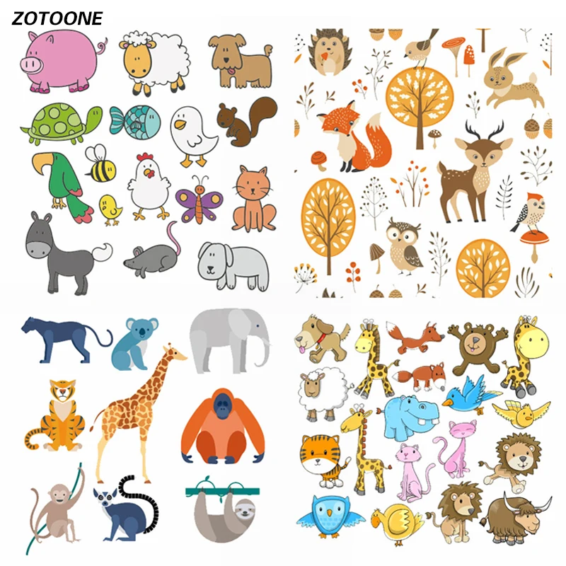 

ZOTOONE Colored Animal Set Iron on Transfer Patches for Clothing Beaded Applique T Shirt Clothes Decoration DIY Kids Gift G