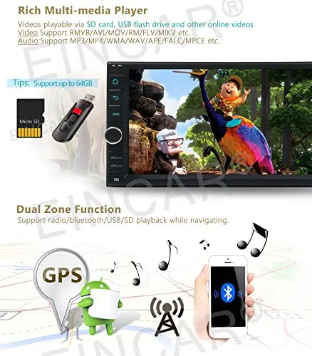 Perfect Car autoRadio 2Din Android6.0 GPS radio tape recorder 2din audio player android headunit browser Free GPS steering wheel control 2