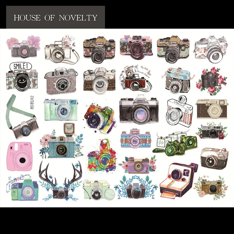 

Uncut A5 Hand Painted Camera Creative Decorative Stationery Stickers Scrapbooking DIY Diary Album Stick Lable