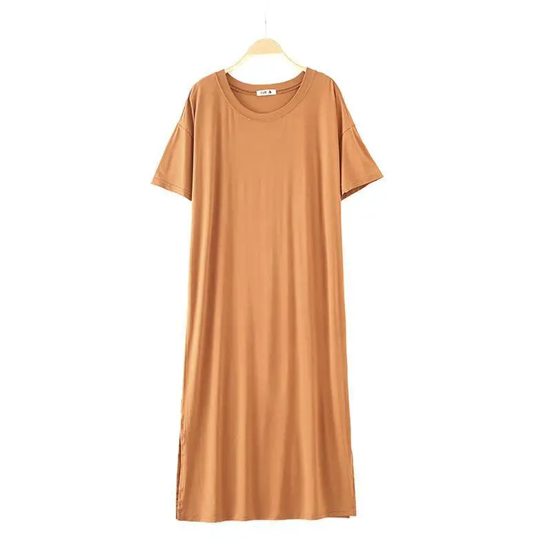 Летние Модальные ночные халаты больших размеров для женщин пижамы короткий рукав ночное платье сексуальное длинное неглиже свободная ночная рубашка - Цвет: Color 3