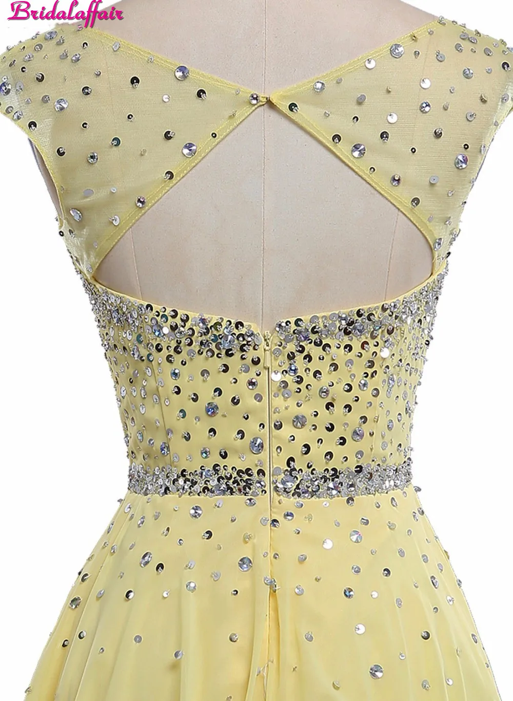 Желтое платье для выпускного из тюля с кристаллами, с глубоким вырезом, платья для выпускного вечера новое мини коктейльное платье для вечеринки