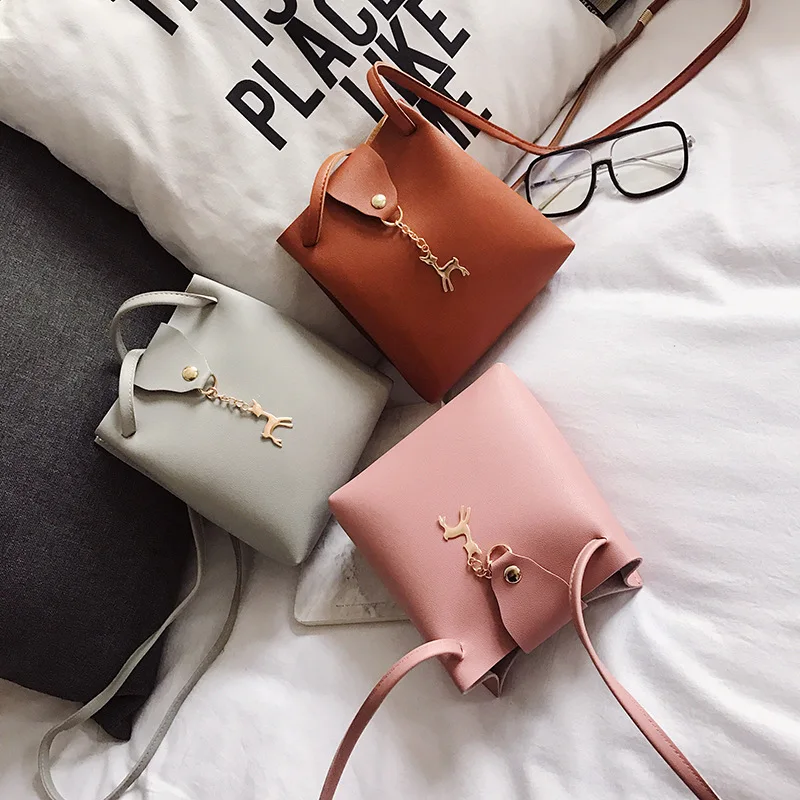 

Small Bags for Women Messenger Bags Leather Female Sweet Metal Deer Shoulder Bag Vintage Leather Handbags Bolsa Feminina