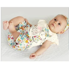 Летняя одежда для маленьких девочек футболки с цветочным принтом+ штаны+ головной убор, Детский комплект из 3 предметов комплект одежды для маленьких девочек