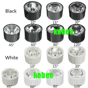 

100pcs/lot Led Lens 30 45 60 90 120 Degree for diy 1w 3w Aquarium grow led light,Black White Holder Plano Lens Reflectors