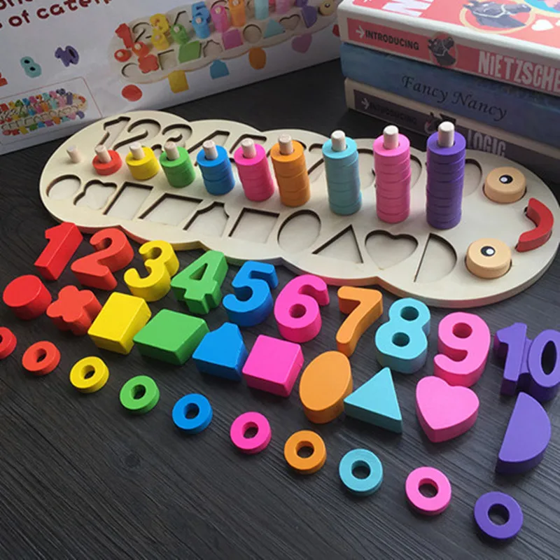 Children-Wooden-Montessori-Materials-Learning-To-Count-Numbers-Matching-Digital-Shape-Match-Early-Education-Teaching-Math
