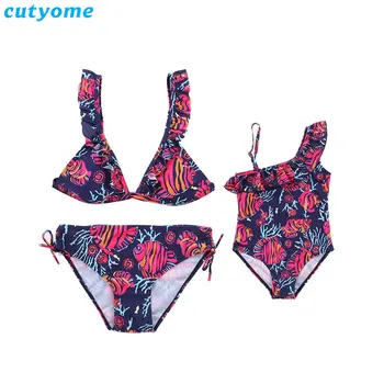 

Swimsuits Mother And Daughter Bikini Women Baby Girl Fish Pattern Swimwear Family Look Bathing Clothes Beach Matching Clothes