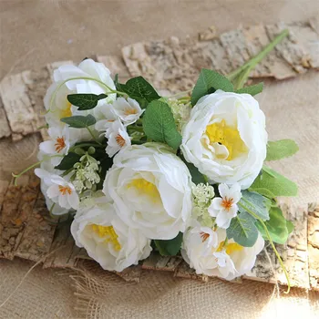 

6Pcs Fake Spring Peony Simulation 17.72" Length Simulation Smiling peonia for Wedding Home Decorative Artificial llowers