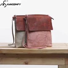 Новые портативные холщовые женские сумки из кожи, повседневные диагональные женские сумки-мессенджеры в стиле ретро на плечо, прошитая маленькая квадратная сумка
