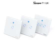 Sonoff T1 Смарт Wi-Fi настенный выключатель света 1/2/3 Gang 86 Тип панель, британский стандарт стену сенсорный выключатель света RF/APP/Touch Управление умный дом