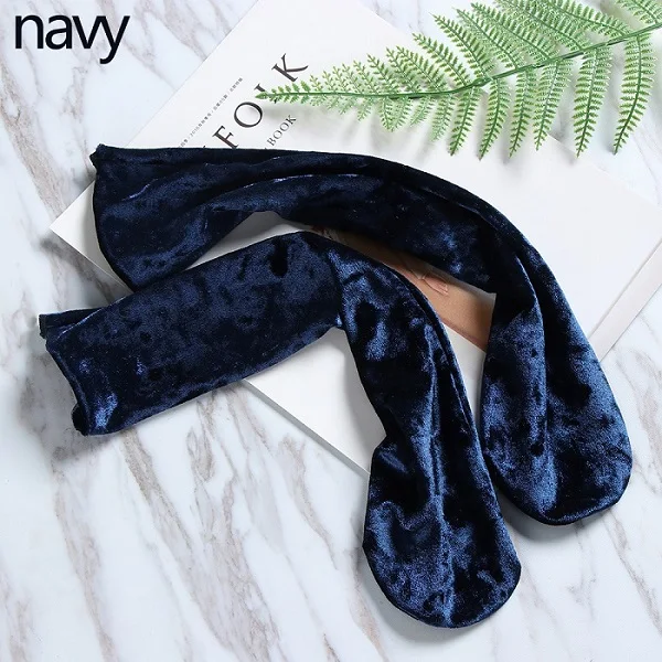 1 пара, модные повседневные Бархатные носки для женщин и девочек мягкие винтажные Роскошные блестящие трикотажные зимние теплые короткие носки в стиле ретро хипстер - Цвет: Navy
