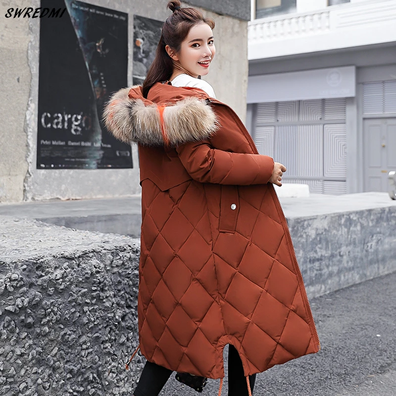 SWREDMI Women's Winter Coat Plus Size S-3XL Parkas Female Hooded Wadded Jacket Coat Cotton Padded Clothing Overcoat Mujer