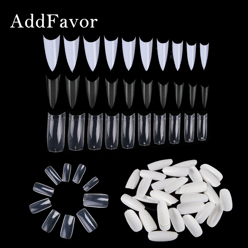 Addfavor 500 шт. искусственные накладные ногти овальные тонкие УФ гель для