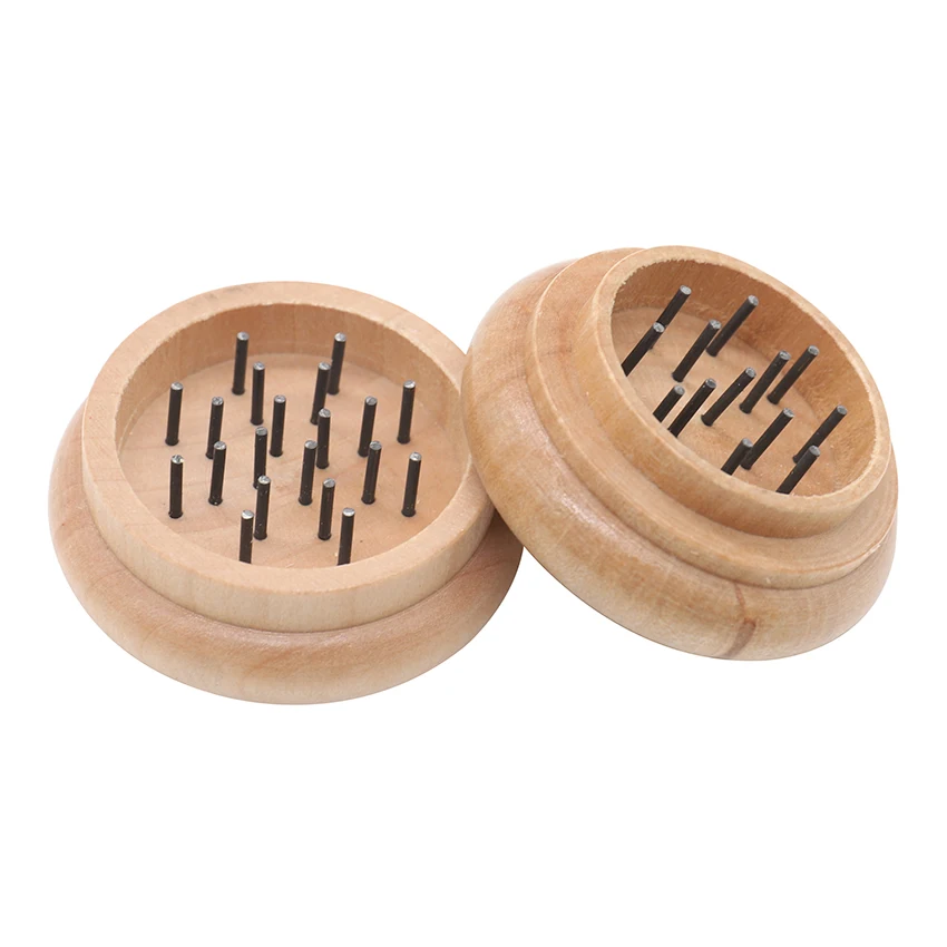 

EKJ 5026 Wood Case Herb Ginder 55mm 2 Layers Metal Needle Tooth Hand Muller Spice Crusher Tobacco Mill Pollen Smoking Grinder