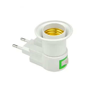 

E27 LED Lamp Base Light Sochet AC Power 110V 220V EU Plug Lamp Holder Bulb Adapter Converter ON/OFF Button Switch Home Decor