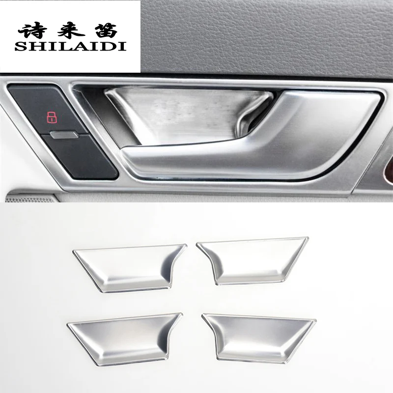 

Car styling Interior Door Handle frame Covers Trim Door Bowl stainless steel Stickers decoration for Audi A6 C6 auto accessories