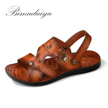 BIMUDUIYU D’été Hommes Sandales Occasionnels Double usage Chaussures De Mode Respirant/Doux Mâle Plage Chaussures Super Non-slip Flip Flop