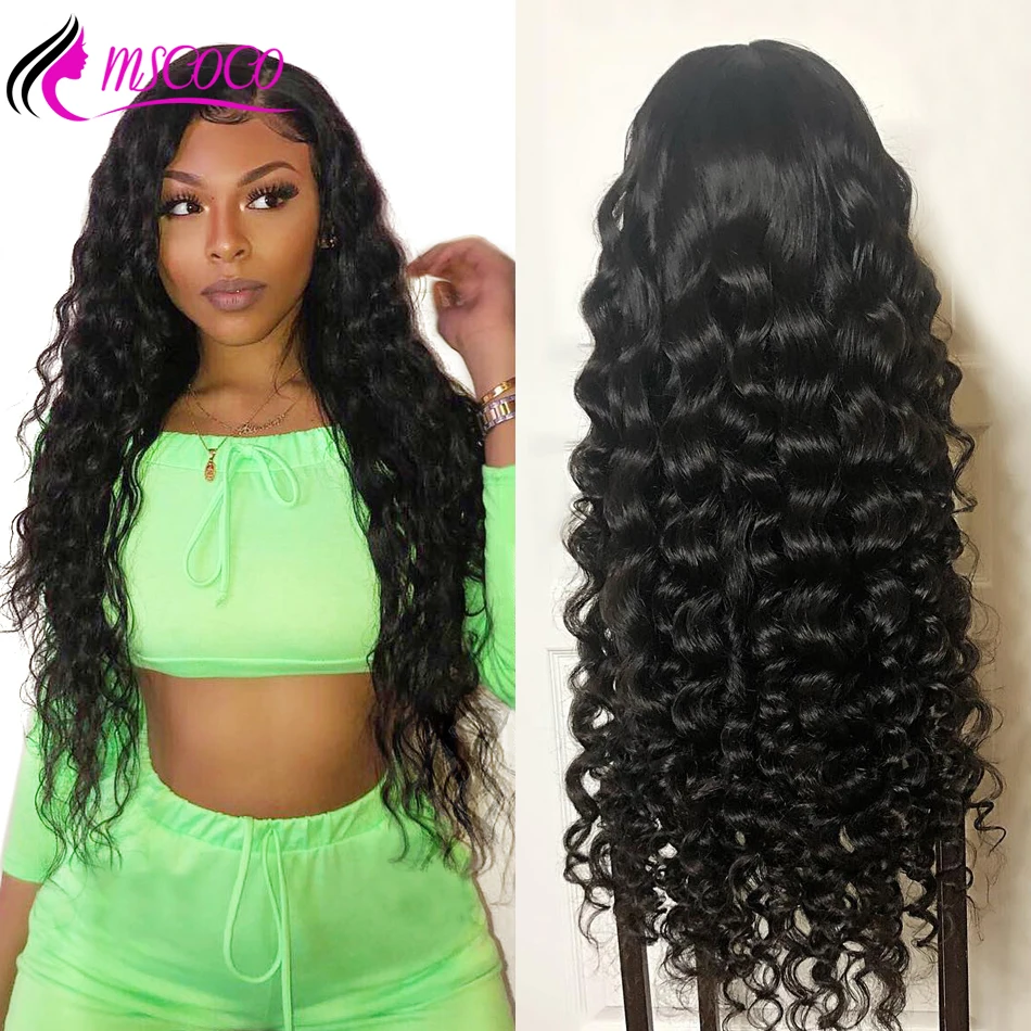 

Mscoco Lace Front Human Hair Wigs Brazilian Loose Deep Wave Wig 360 Lace Frontal Wig 180 250 Density Curly Human Hair Wig