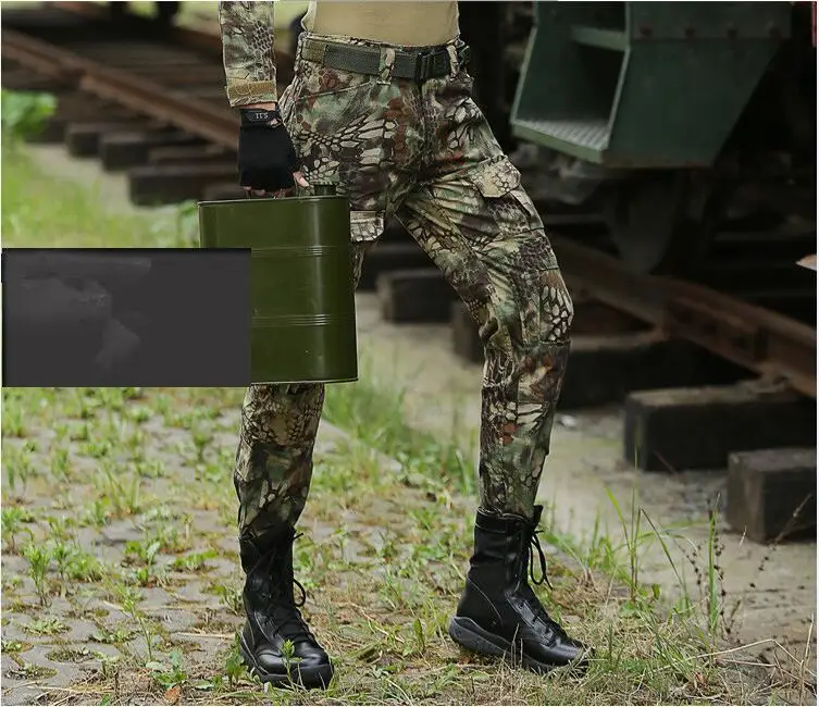 Мужские военные спецназ армейские тактические штаны камуфляжные брюки карго страйкбол Пейнтбол тонкие повседневные камуфляжные брюки карго - Цвет: Green Sanke