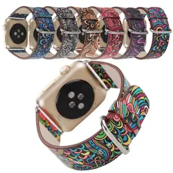 Лидер продаж кожаный ремешок смотреть Band 42 38 мм для Apple Watch серии Группа 1/2/3/4 цветок ремень цветочные принты наручные часы браслет