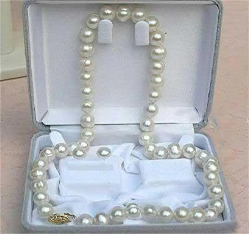

Free Shipping >>>>8-9mm Real Natural White Akoya Cultured Pearl Necklace Earrings Jewelry Set 18
