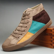 Новинка; Мужская Вулканизированная обувь; модная дизайнерская бархатная обувь; сезон осень; дышащая мужская парусиновая обувь; разноцветные кроссовки