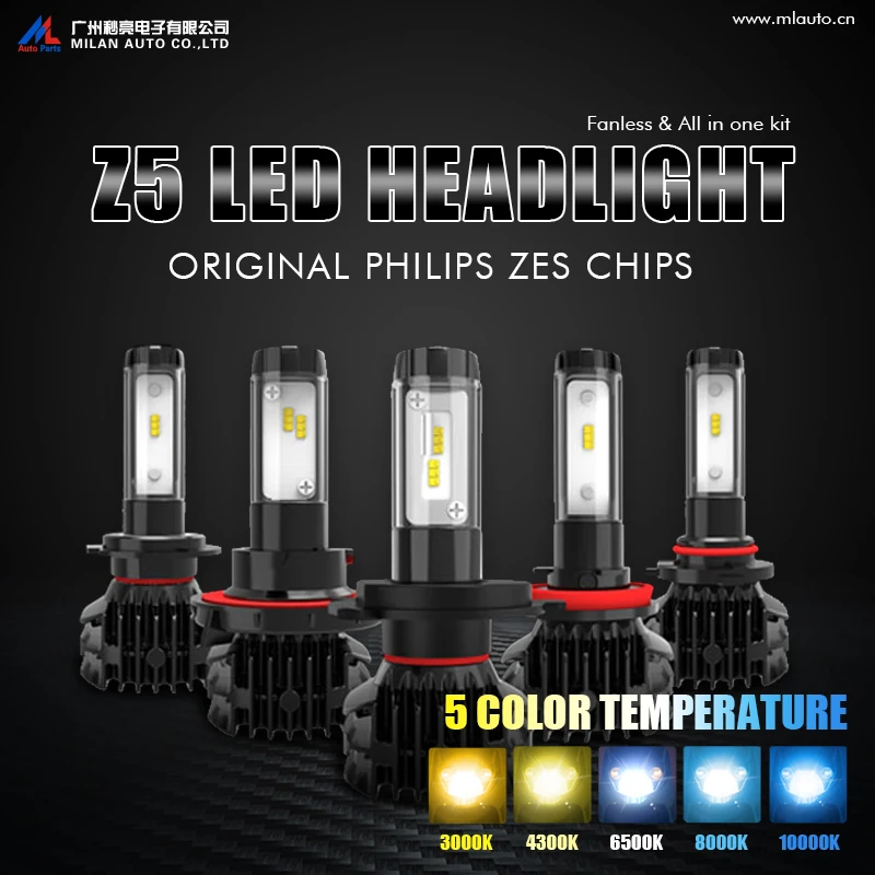 H7 Led H4 фар автомобиля H11 H1 H3 HB3 HB4 9005 9006 Автомобильная фара 3000 K 4300 K 6500 k 8000 K зэс 12 V 50 W 9000lm Z5 Автомобильная противотуманная фара