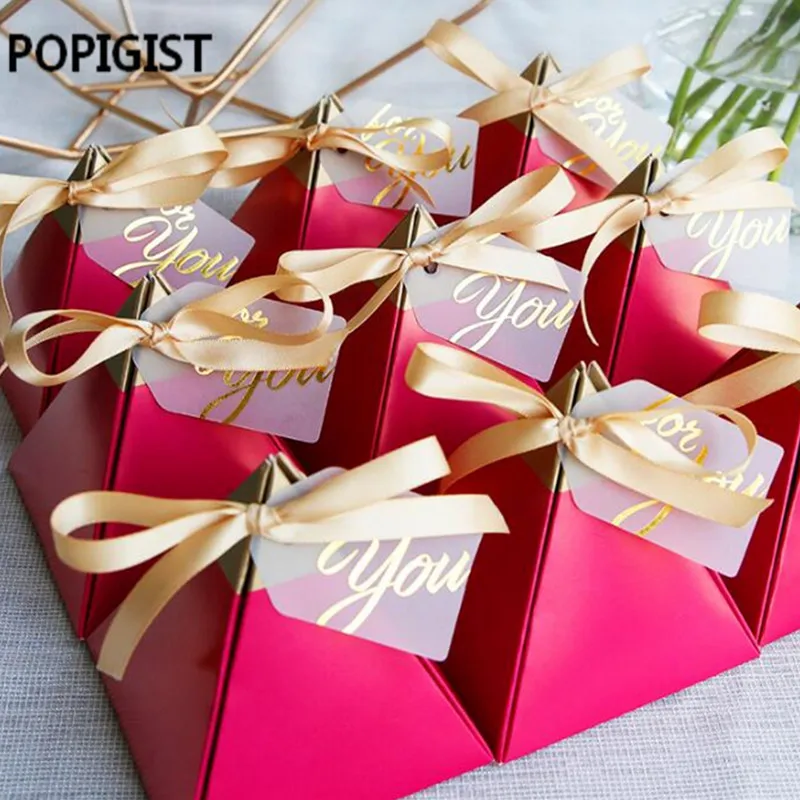 

New Creative Two pattern Candy Boxes+'for you" tags +ribbn Bomboniere Wedding Favors souvenirs Gift Box Chocolate Box 50[pcs
