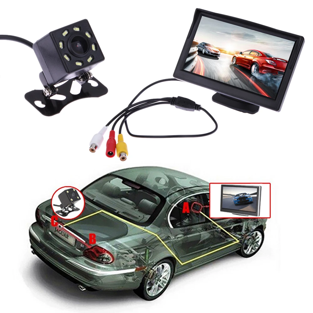 5 Inch TFT LCD Display Car Monitor Waterproof Night Vision Reversing Backup Rear View font b