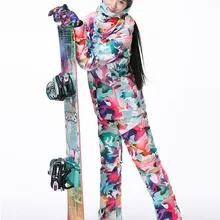 GSOU зимние брендовые лыжные костюмы женская лыжная куртка+ лыжные штаны камуфляжные комплекты зимняя уличная водонепроницаемая ветрозащитная теплая зимняя куртка