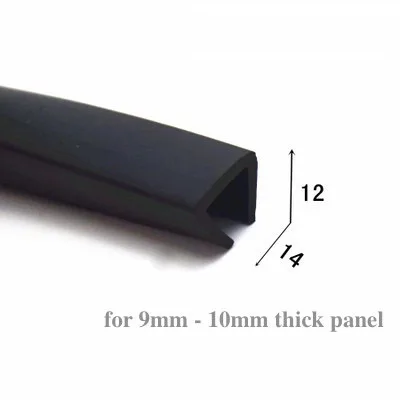 Rubber U Strip Edge Shield Encloser Bound Glass Metal Wood Panel Board Sheet for Cabinet Vehicle Thick 0.5mm- 10mm x 1m Black