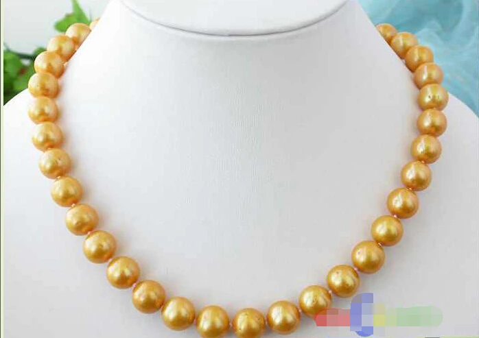 

Free shipping >>>>>p1377 AAA 17"12MM ROUND GOLD FRESHWATER PEARL NECKLACE MAGNET