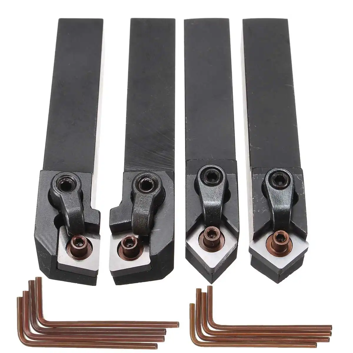 

WOLIKE 4 Set Of CNC Lathe Index Turning Tool Holder Boring Bar With 8pcs Wrenches Machine Tools Accessories