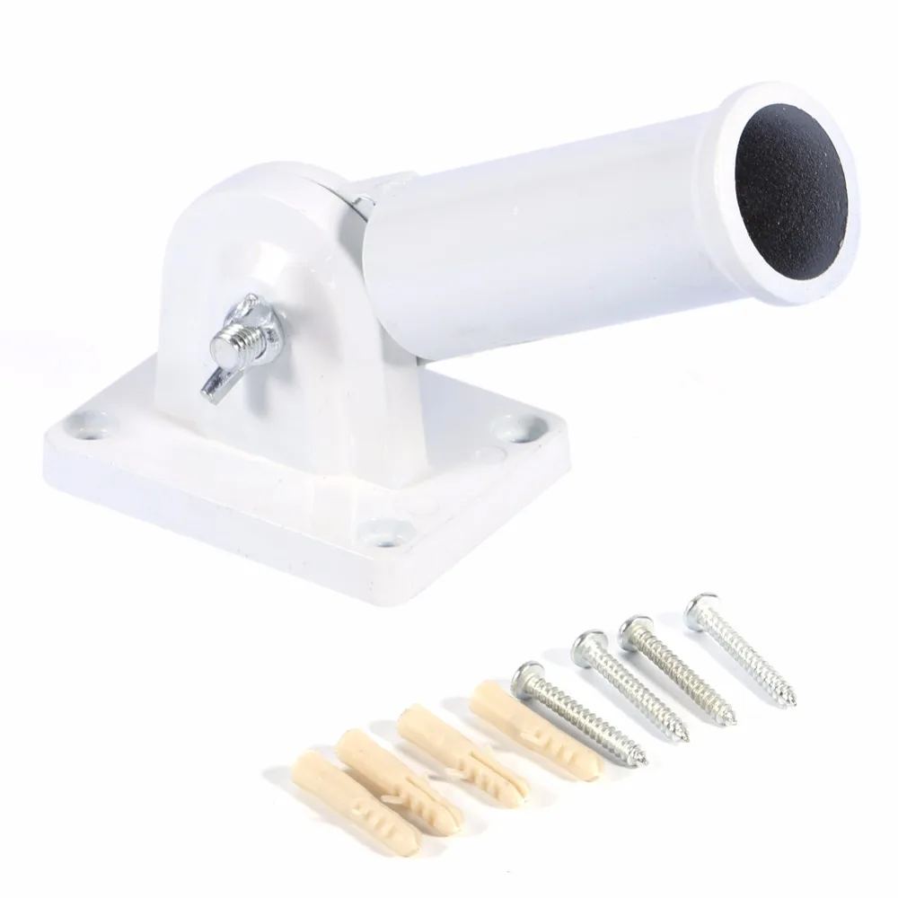 

1pcs Mental White Holder Wall Mount Adjustable Flag Pole Windsock Base with Screws
